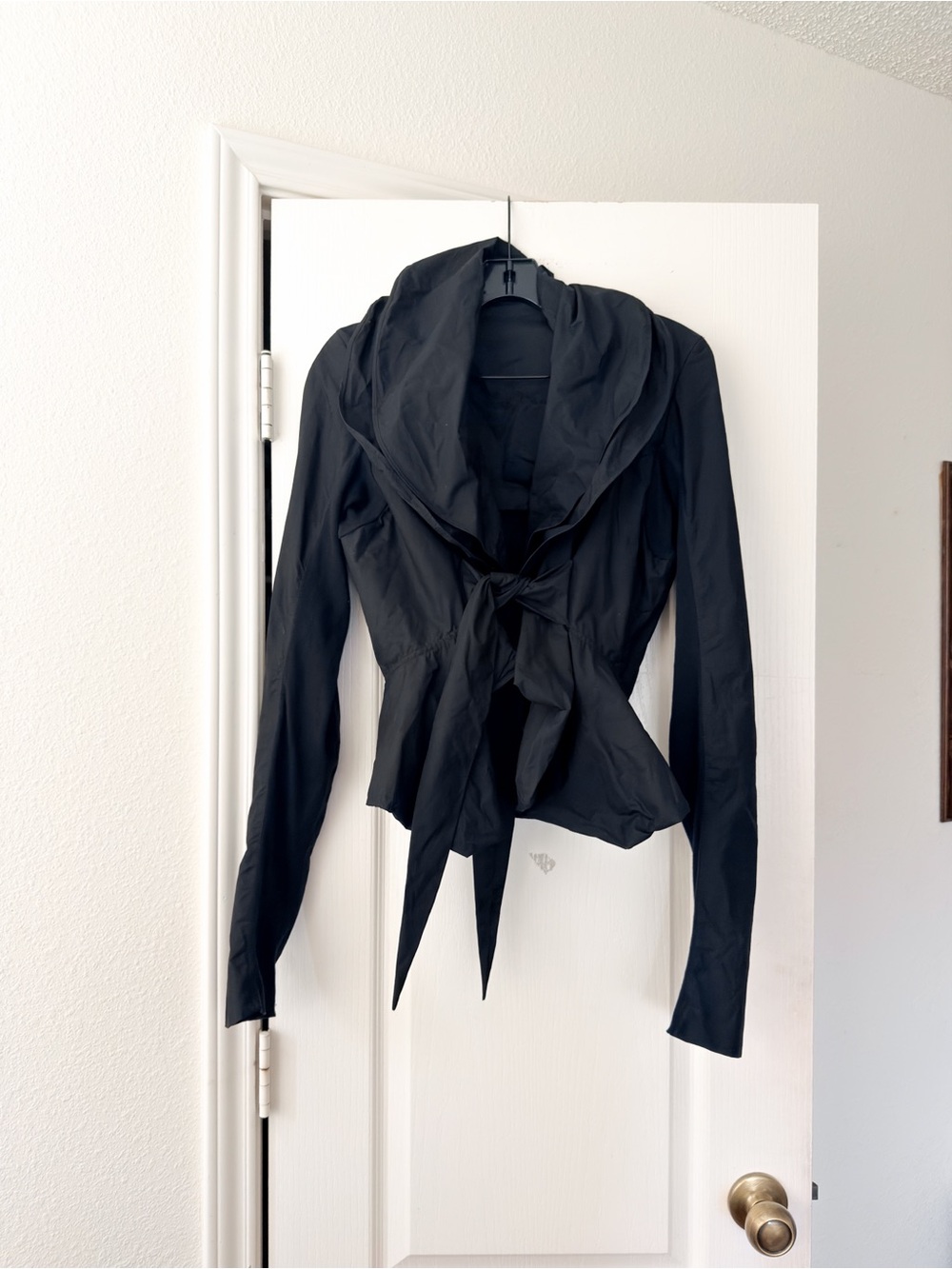 Rick Owens Draped Cotton Waist Tie Peplum Jacket Black IT 48 GUC